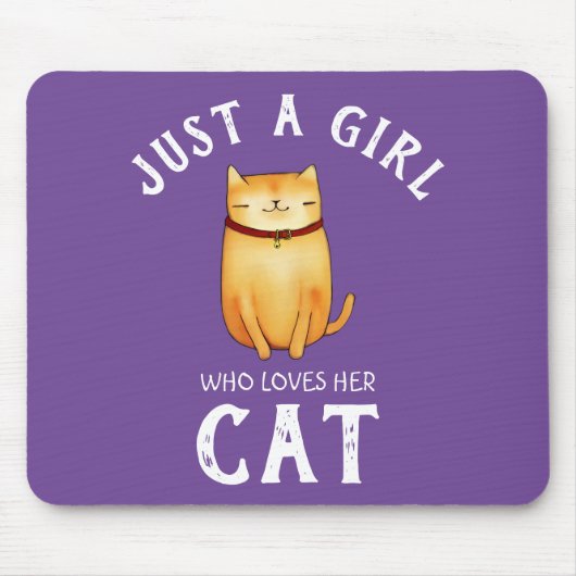 猫を愛する女の子 マウスパッド (正面)