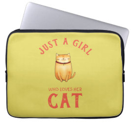 猫を愛する女の子 ラップトップスリーブ