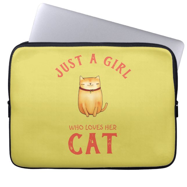 猫を愛する女の子 ラップトップスリーブ (正面)