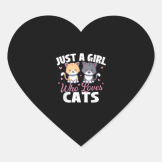 猫を愛する女の子 – 猫を飼っている動物の愛 ハートシール