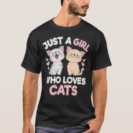 猫を愛する少女のかわいい猫を愛する Tシャツ