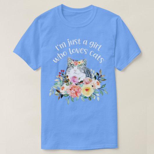 猫を愛する少女 Tシャツ (デザイン正面)