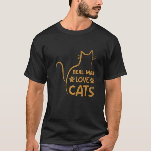猫を愛する本当の男 メンズ Tシャツ (正面)