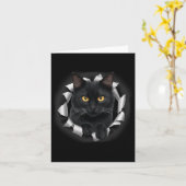 猫を愛する理由として引き裂かれた生地からかわいい黒猫 カード (黄色い花)