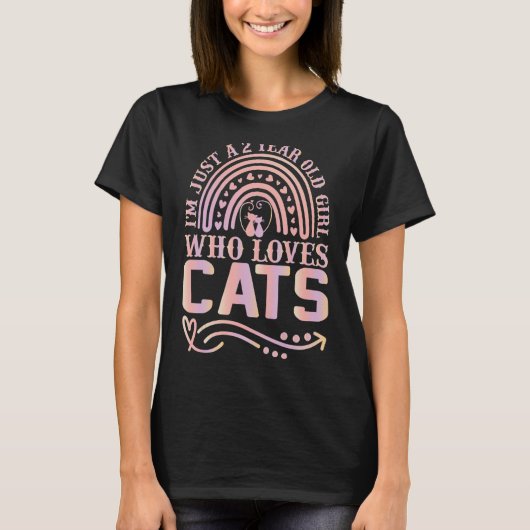 猫を愛する2歳の女の子 Tシャツ (正面)