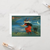 猫を持つハロウィンの飛行魔法使い カード (正面/裏面インサイチュ)