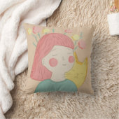 猫を持つ女の子 クッション (ブランケット)