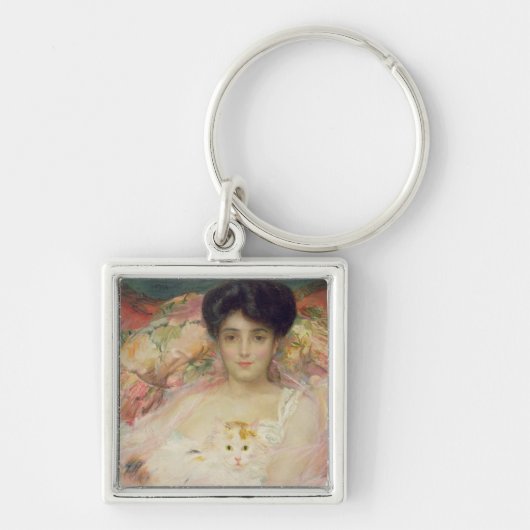猫を持つ女性、1904年 キーホルダー (正面)