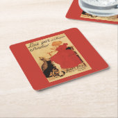 猫を持つVingeanneのミルクの女の子 スクエアペーパーコースター (アングル)