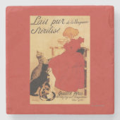 猫を持つVingeanneのミルクの女の子 ストーンコースター (正面)