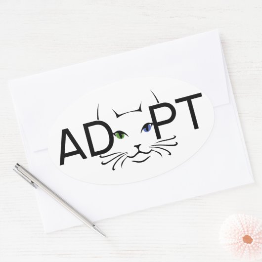 猫を採用する 楕円形シール (封筒)