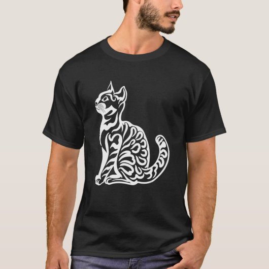 猫を探シンプルす猫影実在猫 Tシャツ (正面)