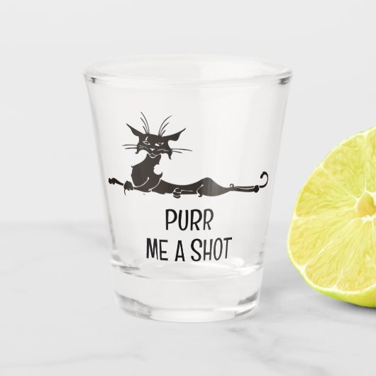猫を撃おもしろいつ ショットグラス (正面)