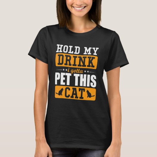 猫を撫でなきゃ 飲み物を預かって Cat Cool Cat レディース Tシャツ (正面)