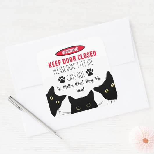 猫を放さないでくおもしろいれ スクエアシール (封筒)