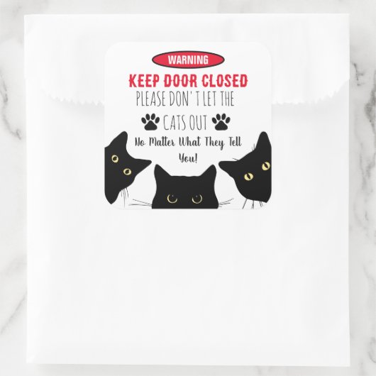 猫を放さないでくおもしろいれ スクエアシール (バッグ)