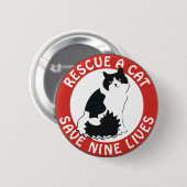 猫を救助して下さい、9生命を救って下さい 缶バッジ (正面&裏面)