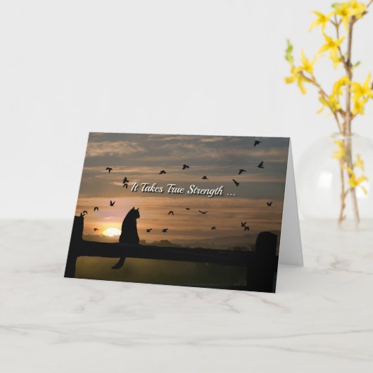 猫を日没悔やみや弔慰に寝かしつける カード (黄色い花)