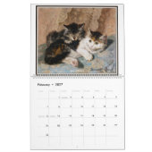 猫を特色にしている第18そして19世紀なファインアート カレンダー (2月 2027)