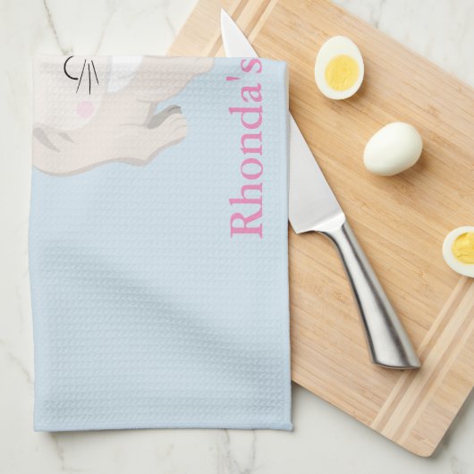 猫を狙う キッチンタオル (四つ折り)