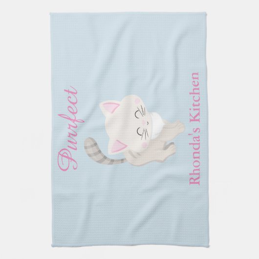 猫を狙う キッチンタオル (縦)