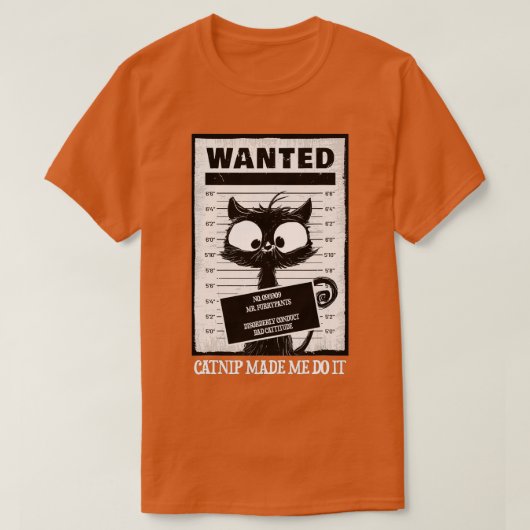 猫を監獄で逮捕する猫の指名手配猫可愛いブラック Tシャツ (デザイン正面)