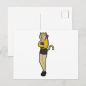 猫を秘書として、ラップトップと携帯電話付き ポストカード (正面/裏面)