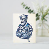 猫を腕に抱く船員 ポストカード (スタンド正面)