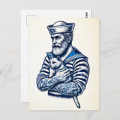 猫を腕に抱く船員 ポストカード (正面/裏面)