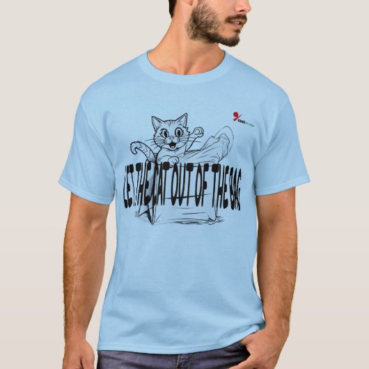 「猫を袋から出す」Tシャツ | 面白いイディオム表現 Tシャツ (正面)