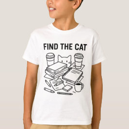 猫を見つけろ - 光学イリュージョン 猫 パズル Tシャツ