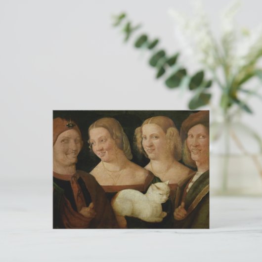 猫を見て笑う4人 ポストカード (スタンド正面)