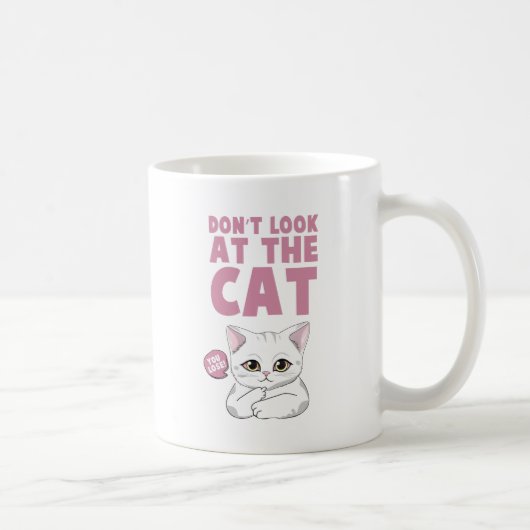 猫を見るなおもしろい白猫 コーヒーマグカップ (右)