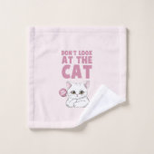 猫を見るなおもしろい白猫 バスタオルセット (ウォッシュタオル)