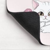 猫を見るなおもしろい白猫 マウスパッド (コーナー)