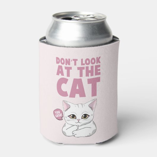 猫を見るなおもしろい白猫 缶クーラー (缶正面)