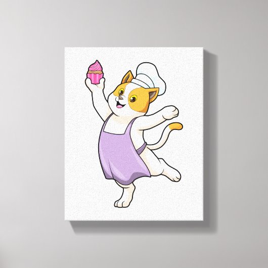 猫を調理師として料理エプロン&マフィン キャンバスプリント (正面)