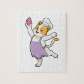 猫を調理師として料理エプロン&マフィン ジグソーパズル (縦)