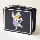 猫を調理師として料理エプロン&マフィン メタルランチボックス (裏面)