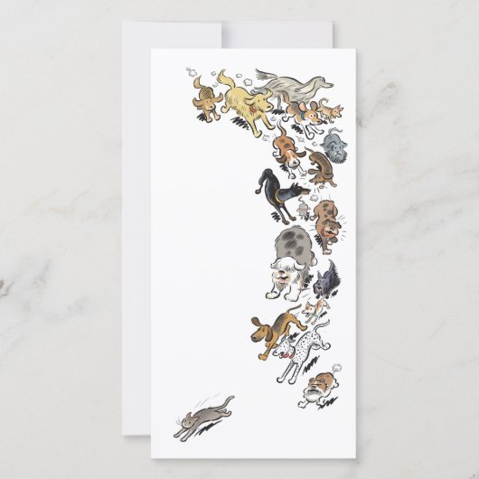 猫を追う犬 サンキューカード (正面)