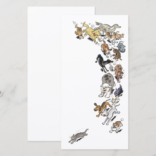 猫を追う犬 サンキューカード (正面/裏面)