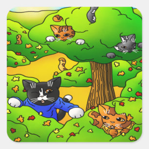 猫を隠して探す スクエアシール
