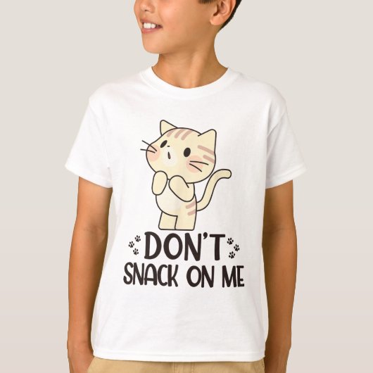 猫を食べなおもしろいい Tシャツ (正面)
