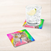 猫を飲むスルシー スクエアペーパーコースター (インサイチュ)