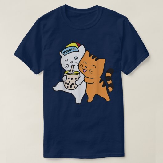 猫を飲むボバシャツシャブルティーアニメ河合 Tシャツ (デザイン正面)