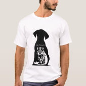 猫を飼い犬の内側のシルエットと「マイ・フレンズ」 Tシャツ (正面)