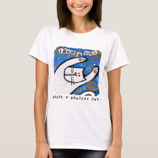 猫を飼い、猫を愛する Tシャツ (正面)