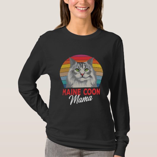 . .猫を飼うおもしろいメインあらいぐまのママの贈り物  Tシャツ (正面)