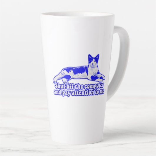 猫を飼おもしろいい、恋人に対して不機嫌な猫ミーム カフェラテマグ (右アングル)