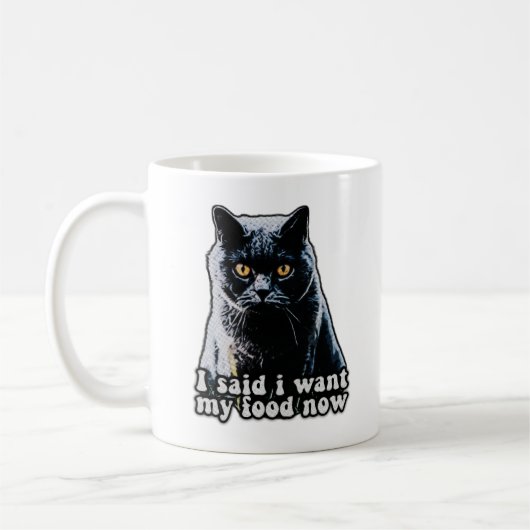 猫を飼おもしろいい、恋人に対して不機嫌な猫ミーム コーヒーマグカップ (左)